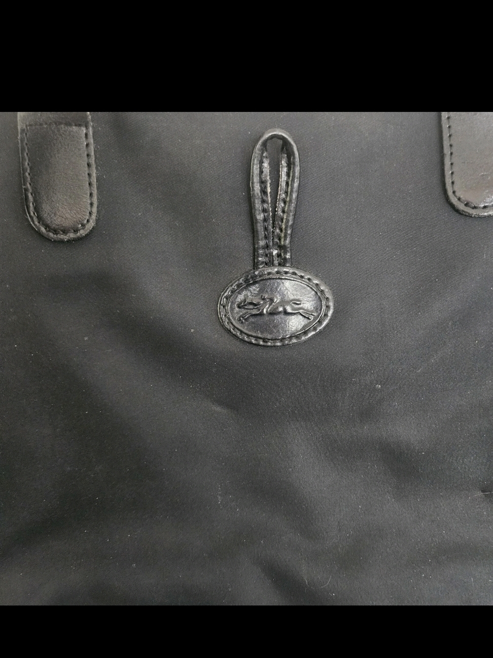 Vintage Longchamp Roseau Black Canvas & Leather Tote Bag - Made in France - Picture 4 of 11